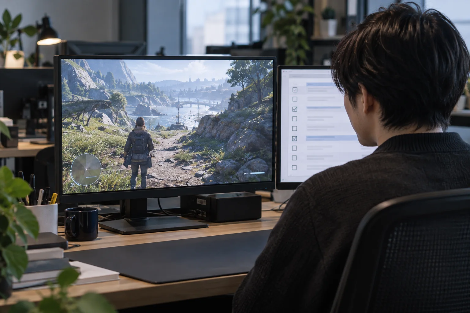 ゲームQAの仕事内容を説明するための生成イメージ