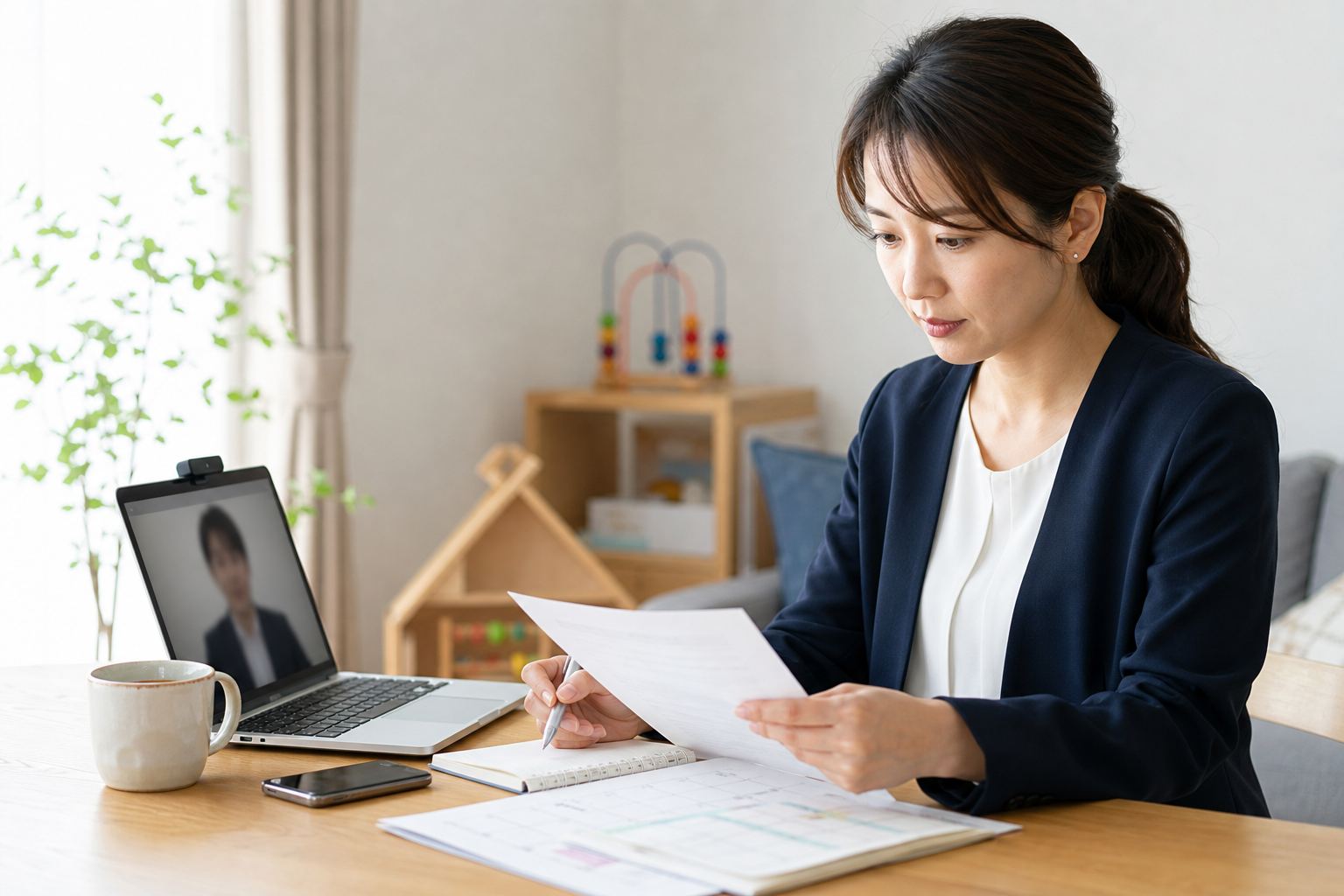 面接前に職務経験と子育ての予定を整理するワーママ